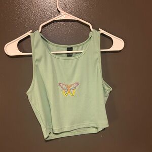 Forever 21 Mint Butterfly Crop Top